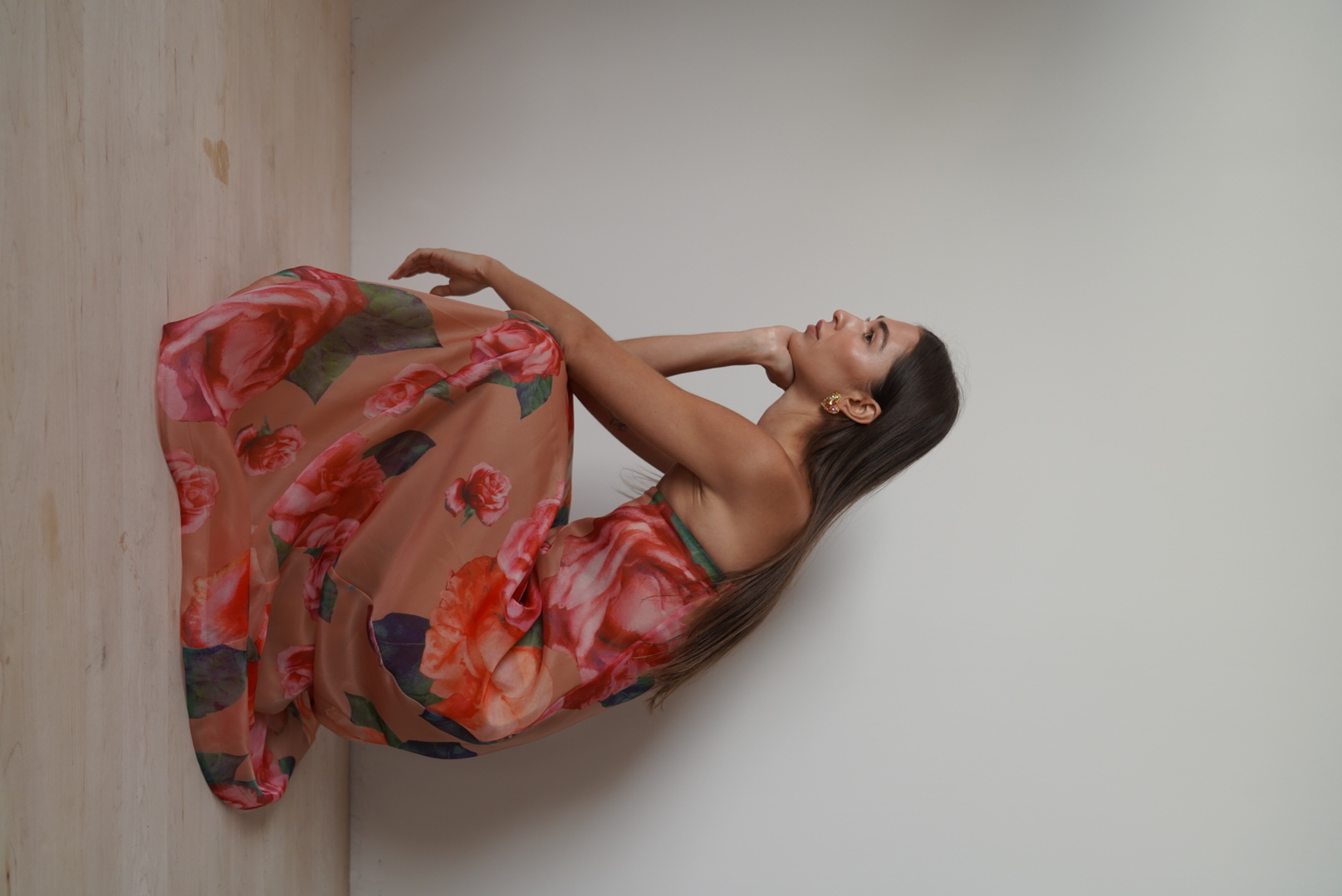 Rose print gown